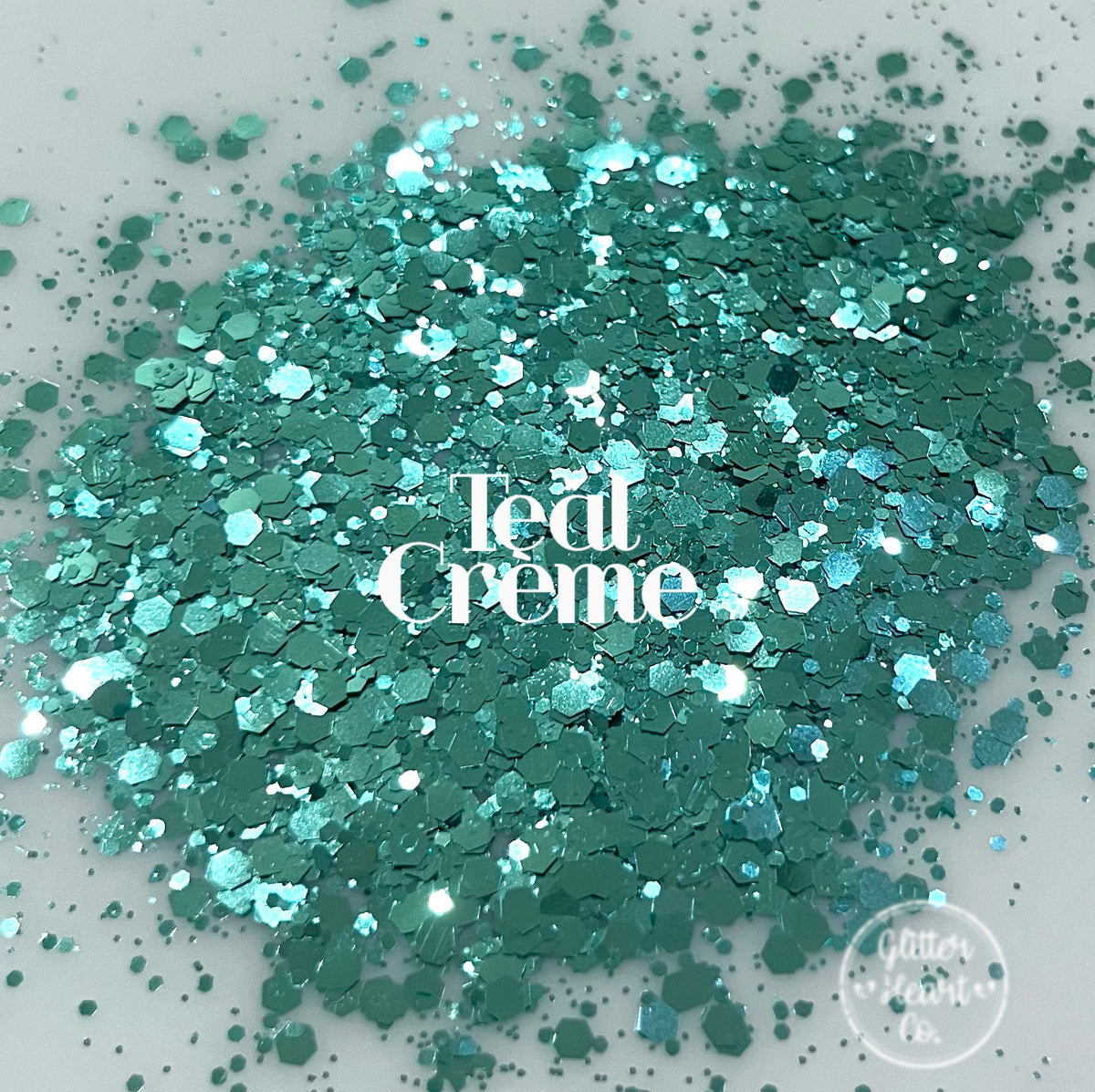 Teal Crème Glitter Heart Co.