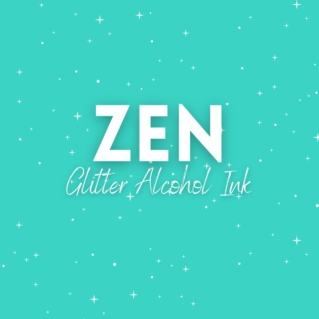 Zen - Teal Aqua Glitter Alcohol Ink